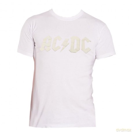 AC/DC: Unisex T-Shirt: Logo (White) (Hi-Build White-On-White) (Medium)