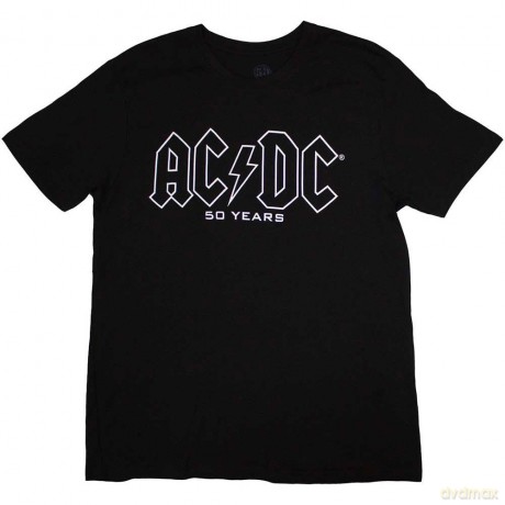 AC/DC: Unisex T-Shirt: Logo History (Black) (Back Print) (Medium)