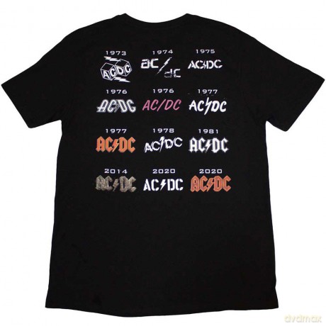AC/DC: Unisex T-Shirt: Logo History (Black) (Back Print) (Medium)