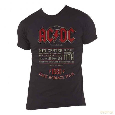 AC/DC: Unisex T-Shirt: Minnesota '80 (Black) (Small)