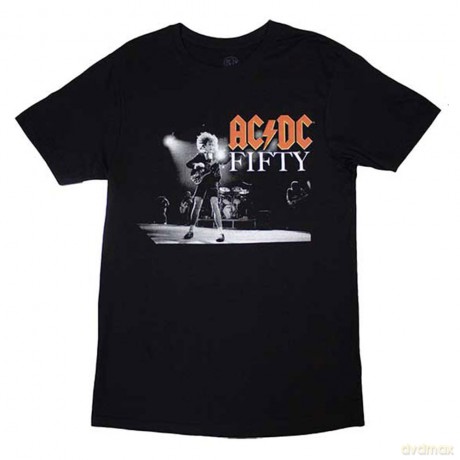 AC/DC: Unisex T-Shirt: On Stage Fifty (Black) (Back Print) (Small)