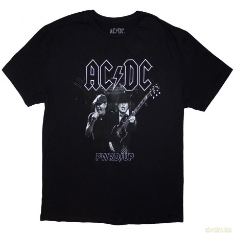 AC/DC: Unisex T-Shirt: PWRD-UP B&W Photo (Black) (Ex-Tour) (X-Large)