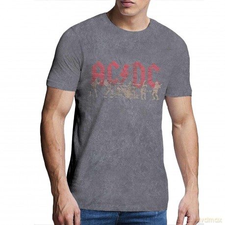 AC/DC: Unisex T-Shirt: Vintage Silhouettes (Charcoal Grey) (Wash Collection) (Medium)