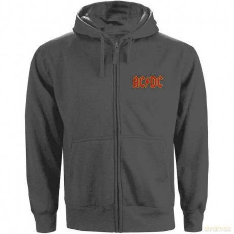AC/DC: Unisex Zipped Hoodie: Logo (Back Print) (Large)