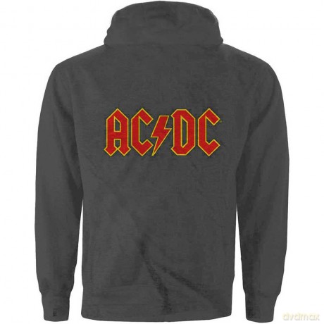 AC/DC: Unisex Zipped Hoodie: Logo (Back Print) (Large)