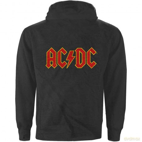 AC/DC: Unisex Zipped Hoodie: Logo (Back Print) (Large)