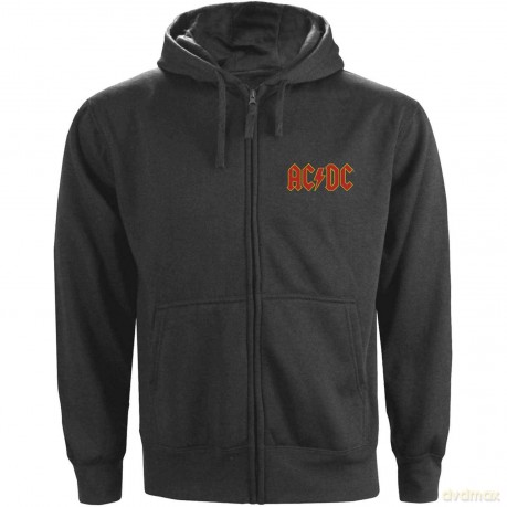 AC/DC: Unisex Zipped Hoodie: Logo (Back Print) (Medium)