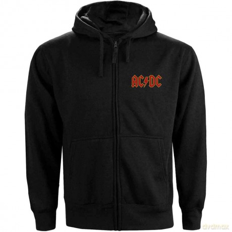 AC/DC: Unisex Zipped Hoodie: Logo (Back Print) (Small)