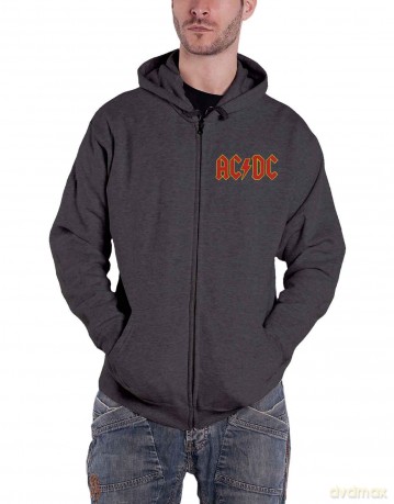 AC/DC: Unisex Zipped Hoodie: Logo (Back Print) (Small)