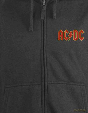AC/DC: Unisex Zipped Hoodie: Logo (Back Print) (Small)