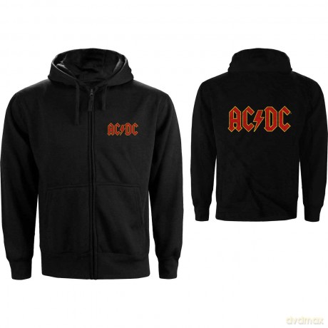 AC/DC: Unisex Zipped Hoodie: Logo (Back Print) (X-Large)