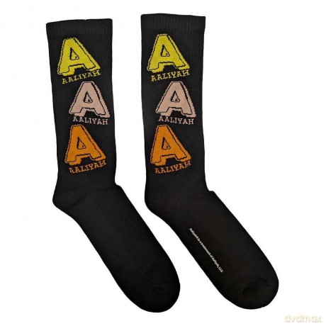 Aaliyah: Unisex Terry Socks: Tricolour Logo (Black) (UK Size 7 - 11)