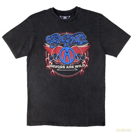 Aerosmith: Unisex Stone Wash T-Shirt: Rainbow Spade (Charcoal Grey) (Small)