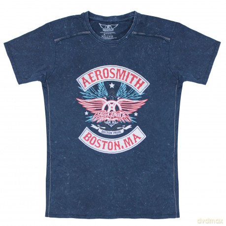 Aerosmith: Unisex T-Shirt: Boston Pride (Navy Blue) (Wash Collection) (Small)