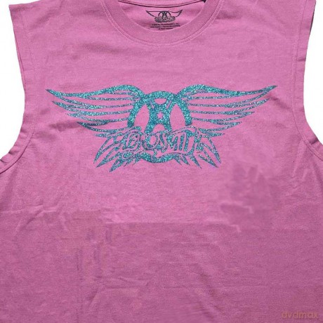 Aerosmith: Unisex Tank T-Shirt: Glitter Print Logo (Pink) (Embellished) (Small)