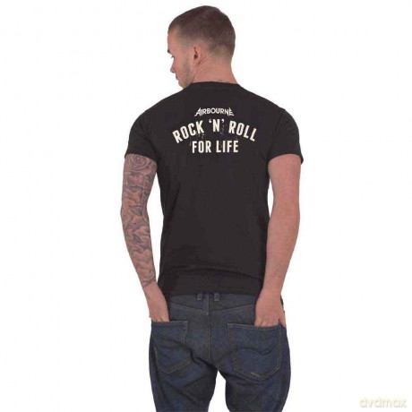 Airbourne: Unisex T-Shirt: R 'n' R Boneshaker (Black) (Back Print) (Large)
