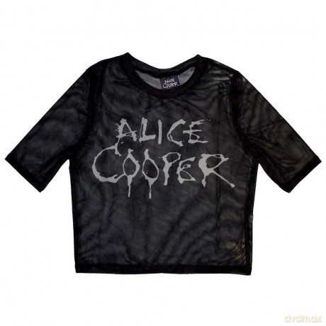Alice Cooper: Ladies Crop Top: Dripping Logo (Black) (Mesh) (XX-Small)