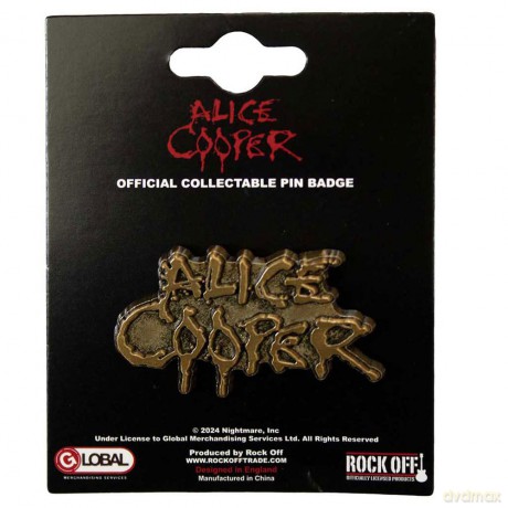 Alice Cooper: Pin Badge: Dripping Logo Gold