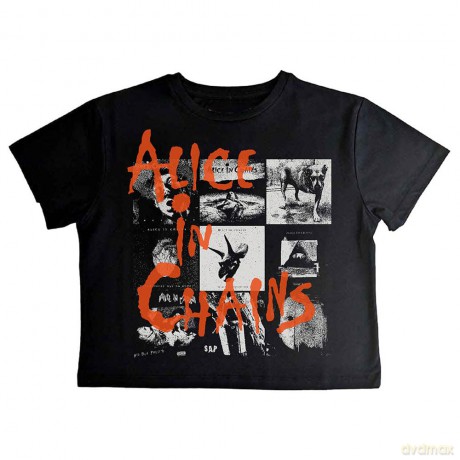Alice In Chains: Ladies Crop Top: Albums Montage (Black) (Large)