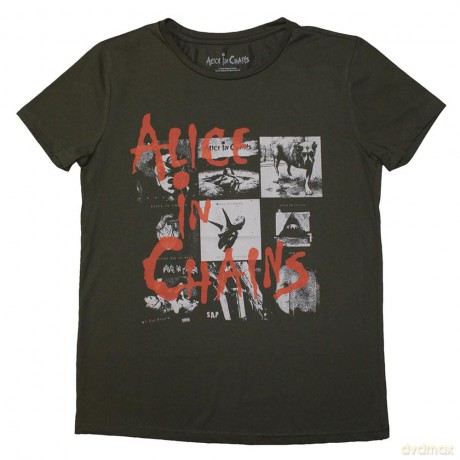Alice In Chains: Ladies T-Shirt: Albums Montage (Green) (X-Large)