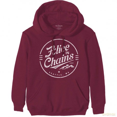 Alice In Chains: Unisex Pullover Hoodie: Circle Emblem (Maroon Red) (XX-Large)