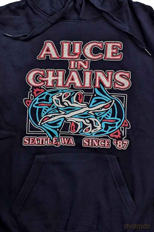 Alice In Chains: Unisex Pullover Hoodie: Totem Fish (Navy Blue) (Medium)