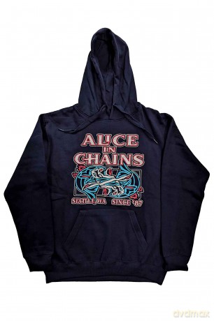Alice In Chains: Unisex Pullover Hoodie: Totem Fish (Navy Blue) (Small)