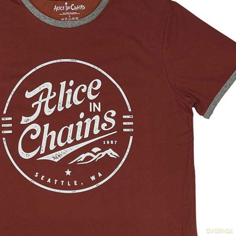 Alice In Chains: Unisex Ringer T-Shirt: Circle Emblem (Red) (Medium)