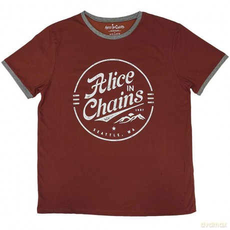 Alice In Chains: Unisex Ringer T-Shirt: Circle Emblem (Red) (Small)