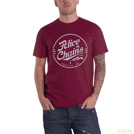 Alice In Chains: Unisex T-Shirt: Circle Emblem (Red) (Small)