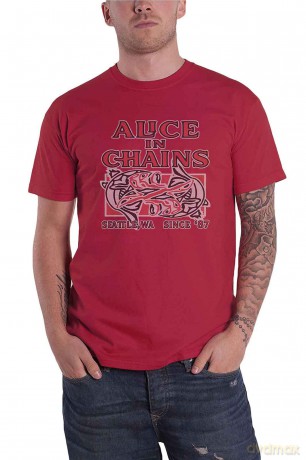Alice In Chains: Unisex T-Shirt: Totem Fish (Pink) (Large)