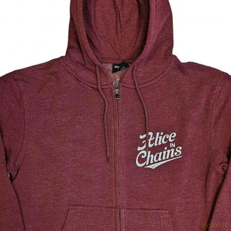 Alice In Chains: Unisex Zipped Hoodie: Circle Emblem (Maroon Red) (Back Print) (Medium)