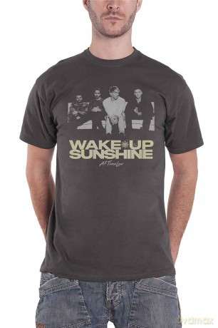 All Time Low: Unisex T-Shirt: Faded Wake Up Sunshine (Charcoal Grey) (Medium)