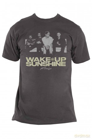 All Time Low: Unisex T-Shirt: Faded Wake Up Sunshine (Charcoal Grey) (Medium)