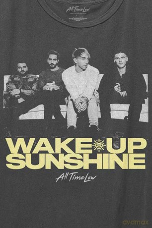 All Time Low: Unisex T-Shirt: Faded Wake Up Sunshine (Charcoal Grey) (Medium)
