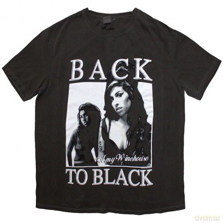 Amy Winehouse: Unisex T-Shirt: Back To Black (Black Wash) (Wash Collection) (Large)