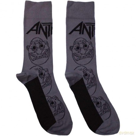 Anthrax: Unisex Ankle Socks: Faces Pattern Mono (Charcoal Grey) (UK Size 7 - 11)