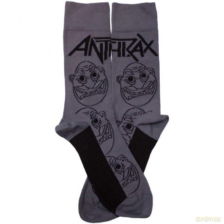 Anthrax: Unisex Ankle Socks: Faces Pattern Mono (Charcoal Grey) (UK Size 7 - 11)