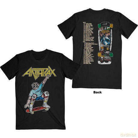 Anthrax: Unisex T-Shirt: Spreading Skater Notman Vintage (Black) (Back Print) (Medium)