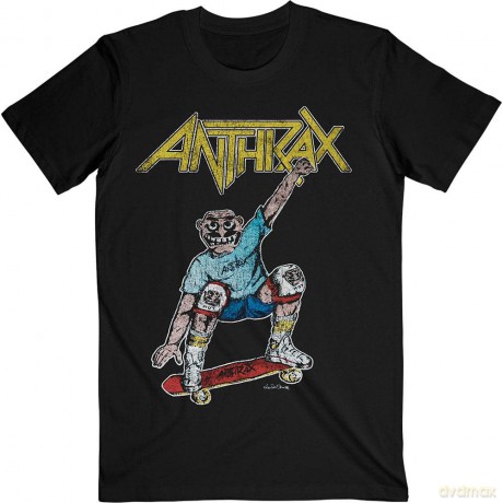 Anthrax: Unisex T-Shirt: Spreading Skater Notman Vintage (Black) (Back Print) (Small)