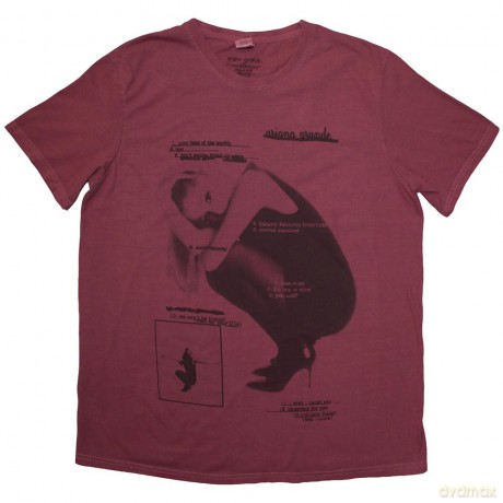 Ariana Grande: Unisex T-Shirt: Eternal Sunshine Tracklist (Red Wash) (Wash Collection) (Small)