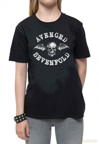 Avenged Sevenfold: Kids T-Shirt: Classic Deathbat (Black) (13-14 Years)