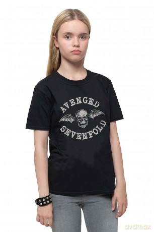 Avenged Sevenfold: Kids T-Shirt: Classic Deathbat (Charcoal Grey) (5-6 Years)