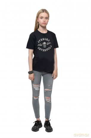 Avenged Sevenfold: Kids T-Shirt: Classic Deathbat (Charcoal Grey) (5-6 Years)