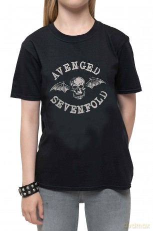 Avenged Sevenfold: Kids T-Shirt: Classic Deathbat (Charcoal Grey) (7-8 Years)