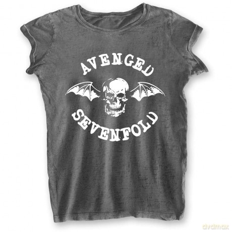 Avenged Sevenfold: Ladies Burnout T-Shirt: Deathbat (Charcoal Grey) (XX-Large)