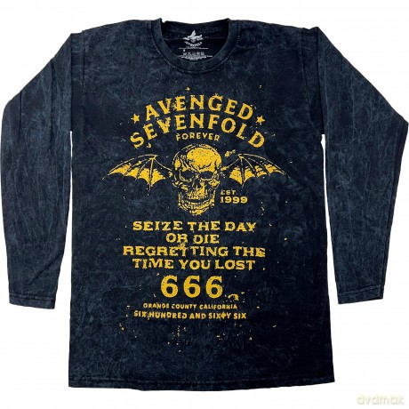 Avenged Sevenfold: Unisex Long Sleeve T-Shirt: Sieze The Day (Black) (Wash Collection) (XXXX-Large)