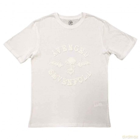 Avenged Sevenfold: Unisex T-Shirt: Classic Deathbat (White) (Hi-Build White-On-White) (Medium)