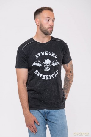 Avenged Sevenfold: Unisex T-Shirt: Logo (Black) (Wash Collection) (X-Large)