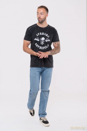Avenged Sevenfold: Unisex T-Shirt: Logo (Black) (Wash Collection) (X-Large)